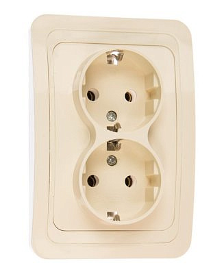Розетка UNIVersal Валери СУ 2 места слоновая кость (с/з, керамическое основание) Б-В0128