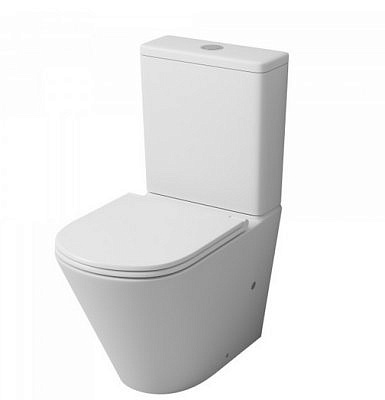 Унитаз напольный безободковый с тонкой крышкой белый матовый GR-4450MS