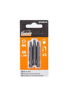 Насадка шестигранная 4мм 1/4 50мм Gepard