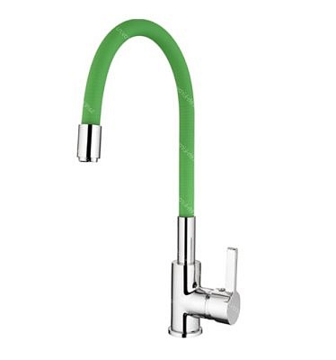 Cмеситель для кухни Ledeme L4898-5  с силиконовым изливом, зеленый 