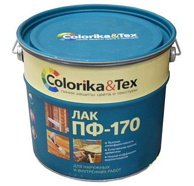 Лак Colorika&Tex ПФ-170  для наружних и внутренних работ, глянцевый 2,7л