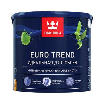 Краска Tikkurila  в/д  Евро Тренд интерьерная для обоев и стен 0,9л