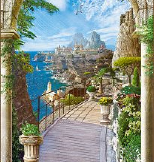 Фотообои А103 Фреска "Южный пейзаж" 134*261