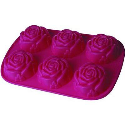 Форма для кексов 6 ячеек "Розочки" 28*18*3см Silicone 93-SI-FO-23 