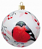 Шар "Снегирь в рябине", 85 мм., в подарочной упаковке КУ-85-18238