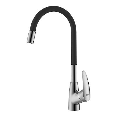Смеситель для кухни Lemark LM0415C-Black Linara с гибким излвом, хром/черный 