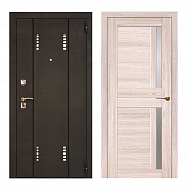 Входная дверь Нео 2 Соренто черный муар/МДФ белый дуб (стекло белое) 960 правая