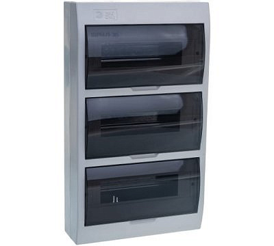 Бокс навесной ЩРН-П 3/12  3ряд 36модуля  IP41 с шиной N 4х10мм-1шт  и PE 8x10mm-4шт