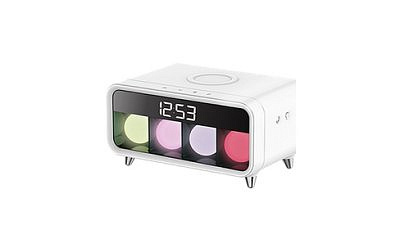 Светильник-ночник, с беспроводной зарядкой и часами - будильником TL-150 W  белый