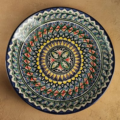 Ляган Риштанская Керамика "Узоры", 42 см, синий микс 7003796