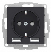 Механизм розетки USB  карбон A+А lв=1,2-2,4А, Uв=5В ATN001030
