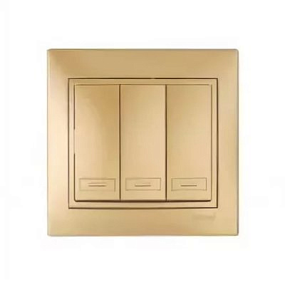 Переключатель 3-клавиши  металлик золото Мира  701-1313-109