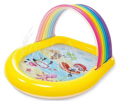 Бассейн детский Радуга 147х130х86см, 200л с навесом 57156