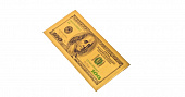 Конверт для денег 9x18см, "Золотые 100 долларов" пластик.