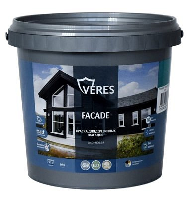 Краска акриловая "FACADE" VERES для деревянных фасадов теплый камень 0,9л 