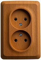 Розетка 2-м угловая ОП 16А б/з бук SchE PA16-105Т