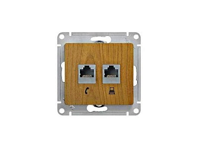 Механизм розетки комп. 2-м RJ45+ RJ45 кат. 5Е дер. дуб SchE GLS000585KK