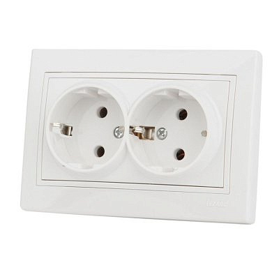 Розетка 701-0202-127 2гн керамика с/з бел.с бел.вст.Мира