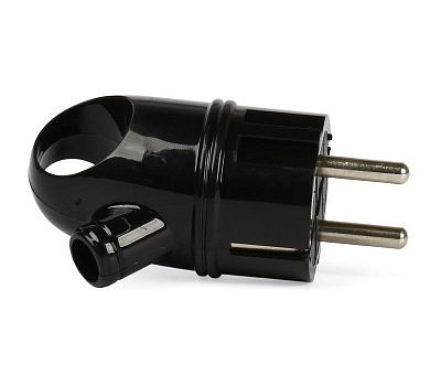 Вилка кабельная угловая с кольцом NE-AD 1102 каучук 1х16А с з/к 2P+PE  220-240в IP44 черная