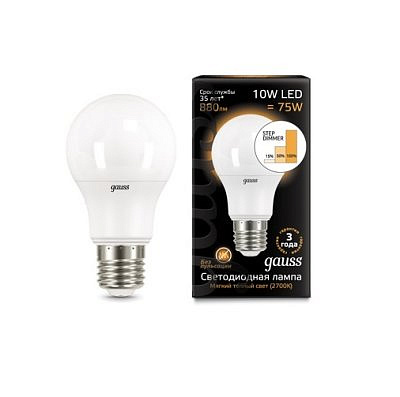 Лампа Gauss LED-F A60 10W 2700 E27 220V матовая 270гр. черн.уп.