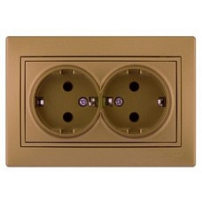 Розетка 701-1313-127 2гн керамика с/з метал.зол.вст. Мира