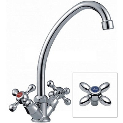 Cмеситель для кухни Ledeme L4027 Двухрычажный крест 