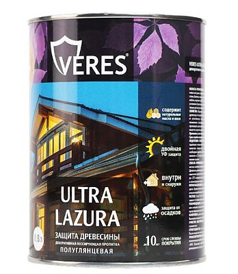Декоративная пропитка для дерева VERES Ультра лазура №17 Золотой бор 0,8л VU-25 281408