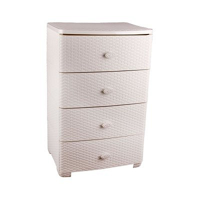 Комод широкий "Плетенка" 4-х секционный слоновая кость