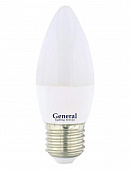 Лампа светодиодная Е27 8W 6500K 6K 38x108 пластик, алюминий 638700 General свеча АКЦИЯ