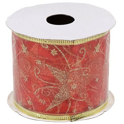 Лента декоративная  6,3*270см красный с золотом Y4-4213 I.K