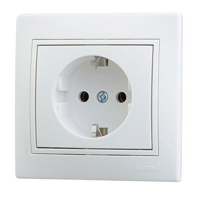 Розетка 701-0202-122 1-гн керамика с/з бел.с бел.вст.Мира