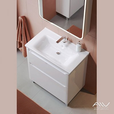 Тумба Alavann Lana 80  белая с умывальником Миранда 80  