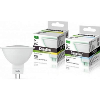 Светодиодная лампа MR16 LED GU5.3 12V 5W(385lm 100°) 4500K 4K матов. 49x50 пластик 