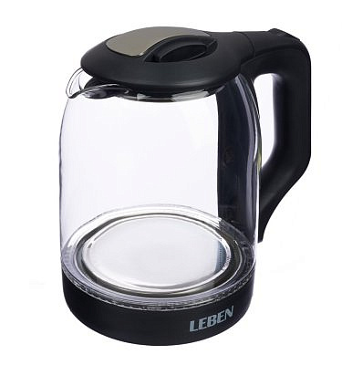 Чайник электрический, 2,2л, 1800 Вт, стекло, пластик LEBEN 291-102