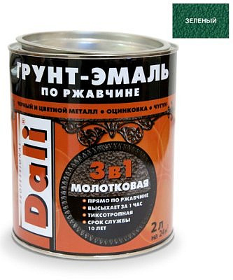 Грунт-эмаль 3в1 Dali Молотковая зелёная 0,75л
