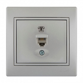 Розетка 701-1010-137 Телефонная ЕВРО металик серый  Распродажа