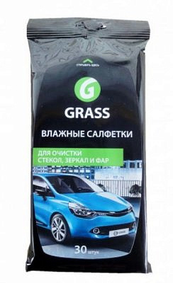 Салфетки влажные для стекол,зеркал и фар GRASS