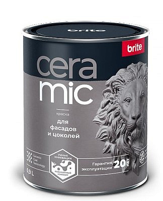 Краска в/д BRITE CERAMIC для фасадов и цоколей База А, 0,9л