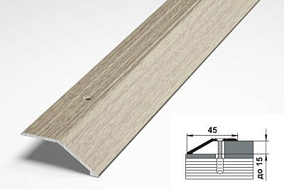 Профиль разноуровневый ПР04 дуб беленый 45*17*900