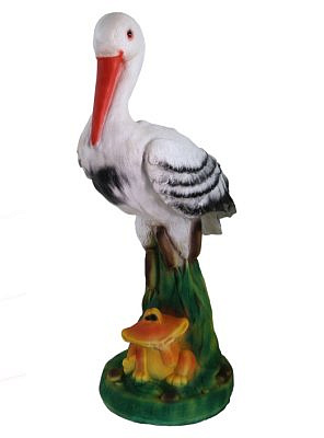 Садовая фигура Большой Аист с лягушкой полистоун