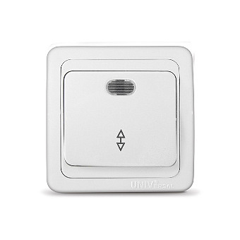 Переключатель Валери UNIVersal  проходной , с  подсветкой , 1 клавиша , белый (пластик) В0125