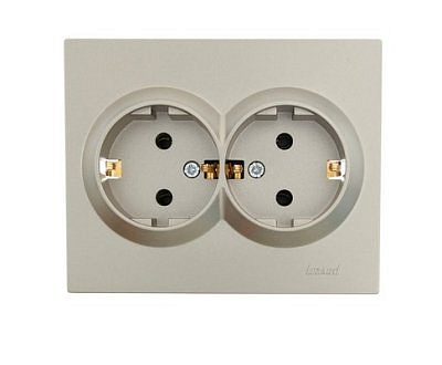 Розетка с рамкой 2ая с/з титан 742-3700-127_В 16A 