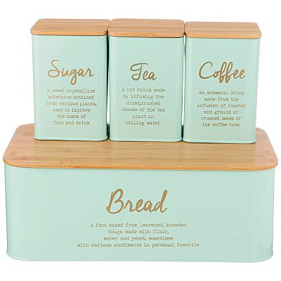 НАБОР ХЛЕБНИЦА 2 В 1 AGNESS   34*18*12,5 СМ, БАНКА ДЛЯ СЫПУЧИХ 10*10*14 СМ 3 ШТ