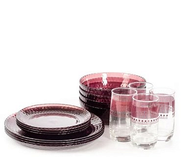 Столовый набор 16 предметов ИДИЛЛИЯ ЛИЛАК со стаканами ЛИЛАК 330мл S1303