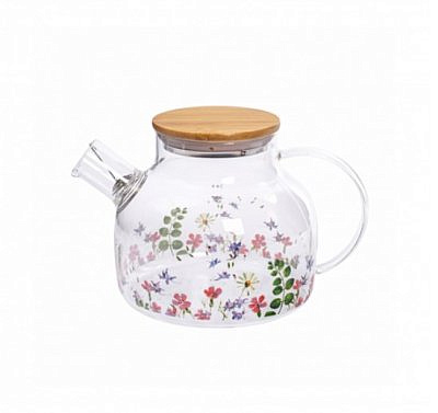 Чайник заварочный MEADOW 1000мл с бамбуковой крышкой GL304