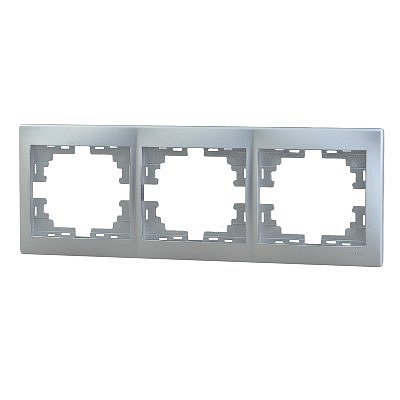 Рамка 3 места , горизонтальная , серебро 701-1000-148 