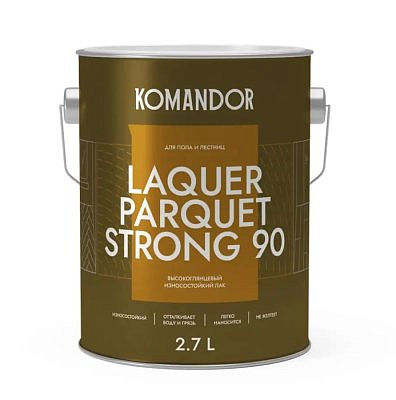 Лак KOMANDOR "Laquer Parquet Strong 90" для полов высокоглянцевый 2,7л 271050