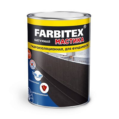  Мастика Битумная гидроизоляционная для фундамента 4кг FARBITEX