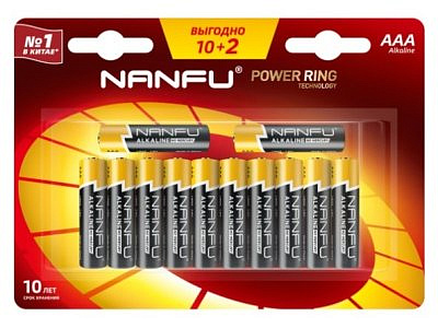 НАНФУ  LR03/286/ААА упак 12штук BL12  элемент питания Nanfu (цена за упаковку)