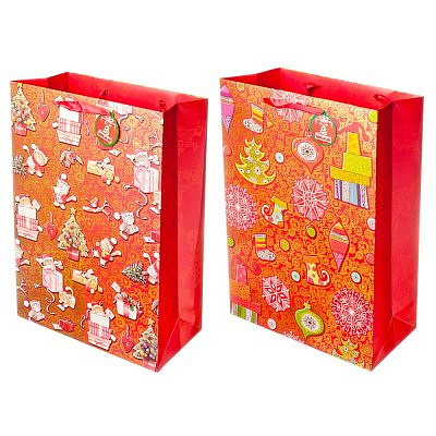 Пакет подарочный бумажный, 31х42х12см, 2 дизайна 1103 СНОУ БУМ 